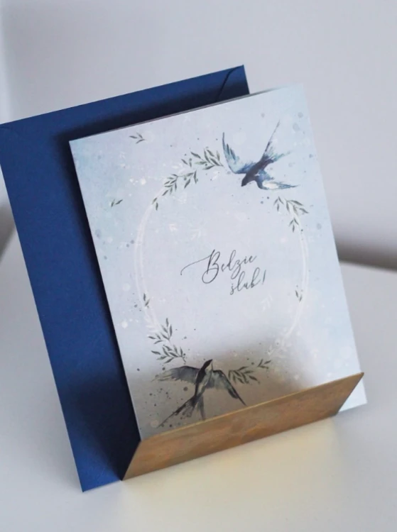 Zaproszenia na ślub, gotowe do wypisania ręcznie z jaskółkami